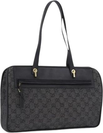 Gucci Pre-owned Vintage GG Canvas Tote - Dames - Vintage Schoudertas - Zwart - ONE Size - Leer - Vintage