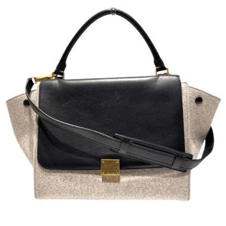 Celine Pre-owned Handbags, female, Gray, Size: ONE SIZE Pre-owned Travelers Felt Leather 2way Handbag