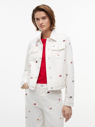Tommy Hilfiger Womens Tommy Jeans Sailing Flag Denim Jacket - White - XL