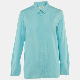 Max Mara Blue Cotton Button Front Shirt