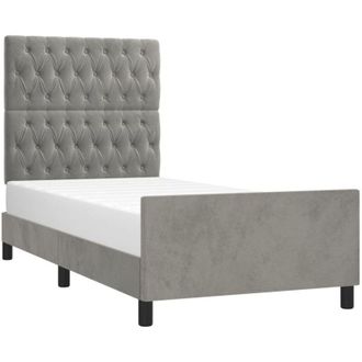 vidaXL Vidaxl - Estructura De Cama Sin Colch&oacute;n Terciopelo Gris Claro 100x200 Cm