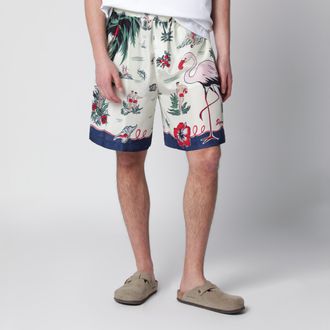 Dsquared2 Bermuda shorts with tropical print in silk