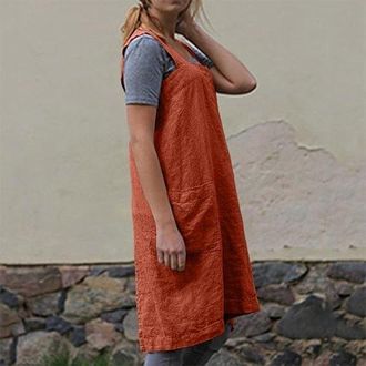 OEM Delantal De Mujer De Algod&oacute;n Y Lino Con Espalda Cruzada, Ideal Para Hornear, Cocinar, Jardiner&iacute;a Y Otras Actividades - Negro, Talla L