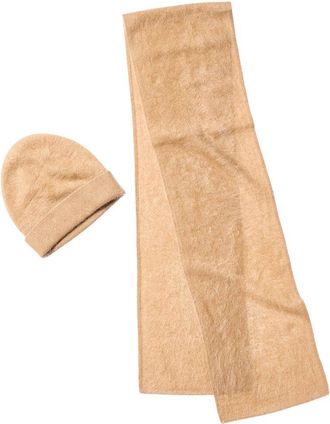 Amicale Cashmere Cashmere Brushed Cashmere Hat & Scarf Set