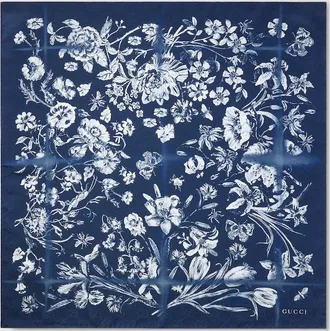 Gucci Cotton Silk Jacquard Pocket Square, Blue