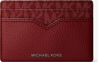 Michael Kors Hudson Pebbled Leather and Signature Logo Money Clip Card Case