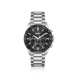 BOSS Steel-bracelet watch with black plating