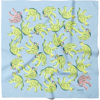 Centinelle Nodding Tigers Cotton Silk Bandana in Blue at Nordstrom
