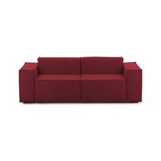 Dmora Dmora - Sof&aacute; Fijo Dlongh, Sof&aacute; Modular Lineal De 2 Plazas, 100% Made In Italy, Sof&aacute; De Sal&oacute;n Moderno En Tela., Cm 220x95h70, Rojo