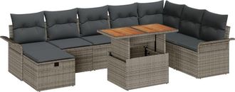 vidaXL Garden Sofa Set with Cushion 9 pcs Grey Poly rattan Vidaxl