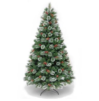 OEM &Aacute;rbol De Navidad Verde Con Pi&ntilde;as, Bayas De Serbal Y Puntas Nevadas Starrylights 180 Cm X 82 Cm