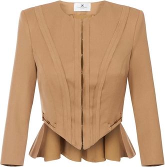 Elisabetta Franchi Dames, Jassen, Beige, Maat: S Gabardine