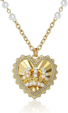 Juicy Couture Heart Crown Necklace, Gold-Tone with Pearl Accent in Gold Tone at Nordstrom