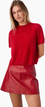 Cami NYC Cillian Leather Mini Skirt In Poppy