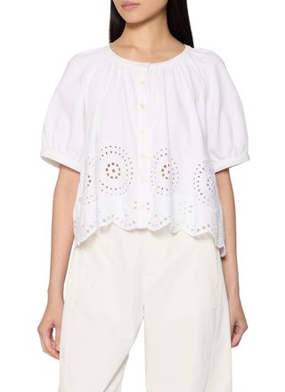 Frame Denim The Eyelet Resort Shirt In White