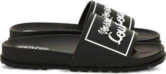 Versace Jeans Couture Slippers met logoplakkaat - Zwart