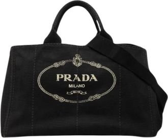 Prada Pre-owned Canvas Satchel - Dames - Vintage Shopper - Zwart - ONE Size - Vintage