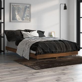 vidaXL Estructura De Cama Madera Contrachapada Marr&oacute;n Roble 120x190 Cm Vidaxl