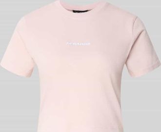 Pegador Cropped T-Shirt mit Label-Stitching in Rosa, Gr&ouml;&szlig;e XL