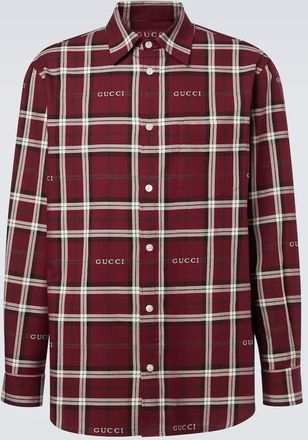 Gucci Gucci Script plaid cotton jacquard shirt