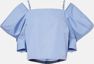 sacai Striped cotton poplin top