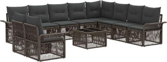 vidaXL Conjunto De Sof&aacute;s De Jard&iacute;n 11 Uds. Gris Rat&aacute;n Sint&eacute;tico Vidaxl