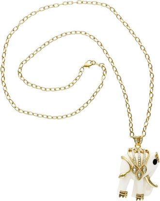 Olivia Welles Elephant Luck Pendant Necklace in Gold /White at Nordstrom Rack