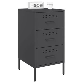 Berkfield Home Sturdy Bedside Cabinets 2 pcs Black 36x39x68 cm Steel | Size: 36 x 39 x 68 cm