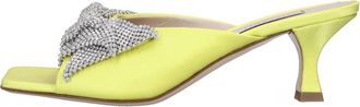 Casadei Satijnen muiltjes met strass - Dames - Muiltjes - Geel - 37 EU - Satijn - Schoenen