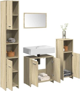 vidaXL Vidaxl - Juego De Muebles De Ba&ntilde;o 4 Pzas Contrachapada Roble Sonoma