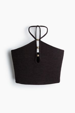 H&M Neckholder-Top mit Perlendetails - Red