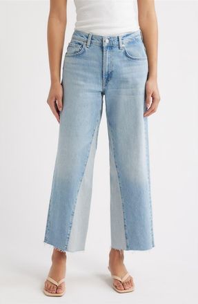 7 For All Mankind Stovepipe Two-Tone High Waist Ankle Straight Leg Jeans in Seabreeze at Nordstrom, Size 24