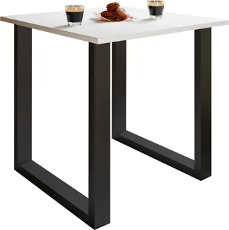 ebuy24 Mesa De Madera Vcm Al. 76 X An. 80 X P. 80 Cmbase S&oacute;lida Y De Alta Calidad Pies De Hierro Mesa De Cocina - Xona U (negro / Blanco)
