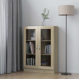 Berkfield Home Vitrine Cabinet Sonoma Oak 82.5x30.5x115 cm Engineered Wood in Brown