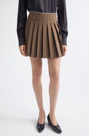 Maison Margiela Pleated Miniskirt in Brown at Nordstrom, Size 42