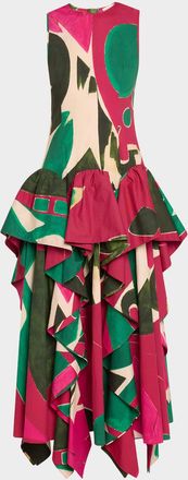 Ulla Johnson UJ x Lee Krasner Mural Sleeveless Ruffle Dress