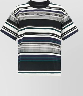 sacai striped organza insert cotton t-shirt