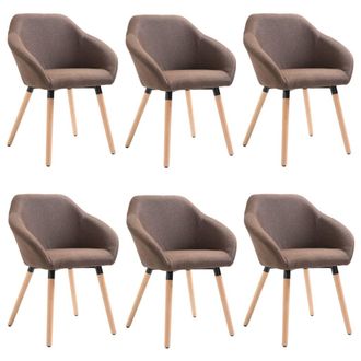 vidaXL Sillas De Comedor 6 Unidades Tela Marr&oacute;n Vidaxl