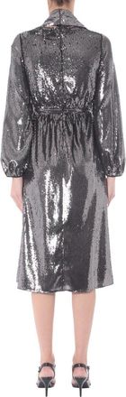 N&deg;21 V-Neck with Removable Scarf Dress - Silver