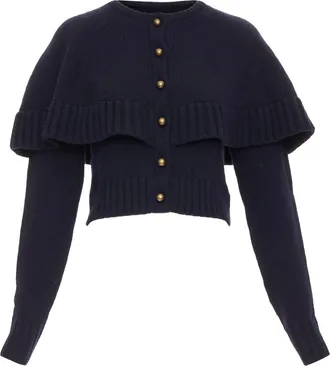 Chlo&eacute; Chloe wool cashmere globe buttons cape cardigan