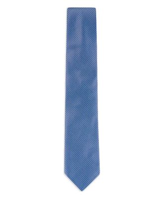 Eton geometric-pattern tie - men - Silk - One Size - Blue
