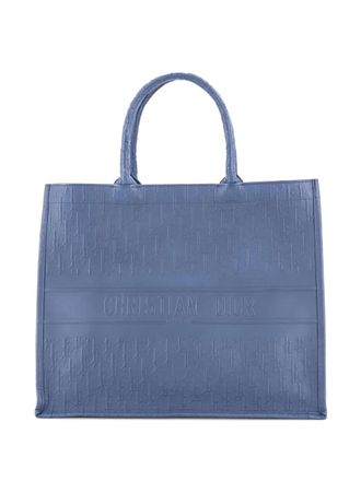 Dior Book Oblique Embossed Calfskin Large tote bag - Blu
