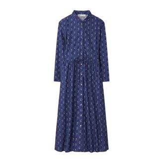 Tory Burch Tory Burch, Shirt Dresses, female, Blue, Size: 2XS Mid-Length Printed Dress