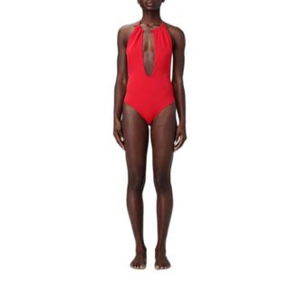 Emporio Armani Ba&ntilde;ador de una pieza con logotipo met&aacute;lico - Swimwear - Mujer - Rojo - L