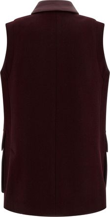 Max Mara Womens Bordeaux Virgin Wool Sleeveless Jacket Clothing