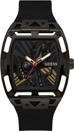 Guess Legend Year of the Horse Tonneau Silicone Strap Watch, 44mm in Black at Nordstrom