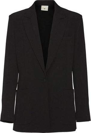 Julie Fagerholt - Heartmade Klassieke Zwarte Blazer met V-Hals - Dames - Blazers - Zwart - M - Polyester - Jassen