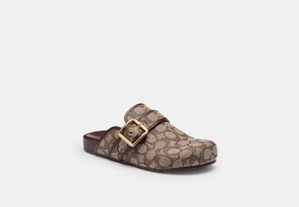 Coach Womens Archival Buckle Clog in Signature Jacquard, Size 6