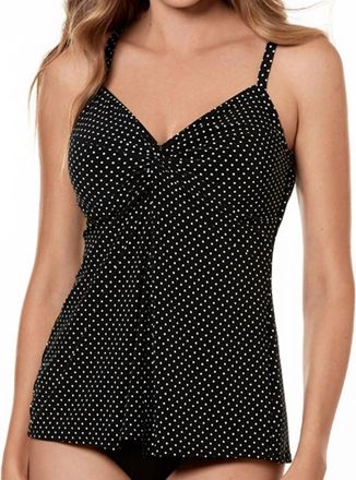 Miraclesuit Pin Point Love Knot Underwire Tankini Top In Black White