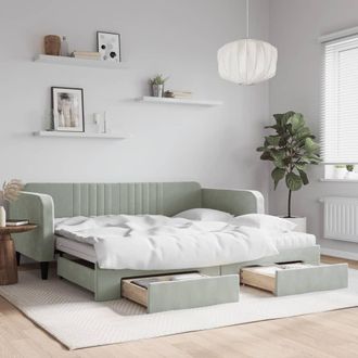 vidaXL Vidaxl - Sof&aacute; Cama Nido Con Cajones Terciopelo Gris Claro 100x200 Cm